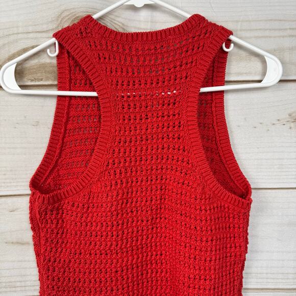 Madewell Crushed Watermelon Crochet-Knit Crewneck Sweater Tank Size Small - Picture 7 of 12